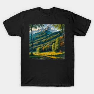 Towering Forest Hill at the Turn of Autumn T-Shirt